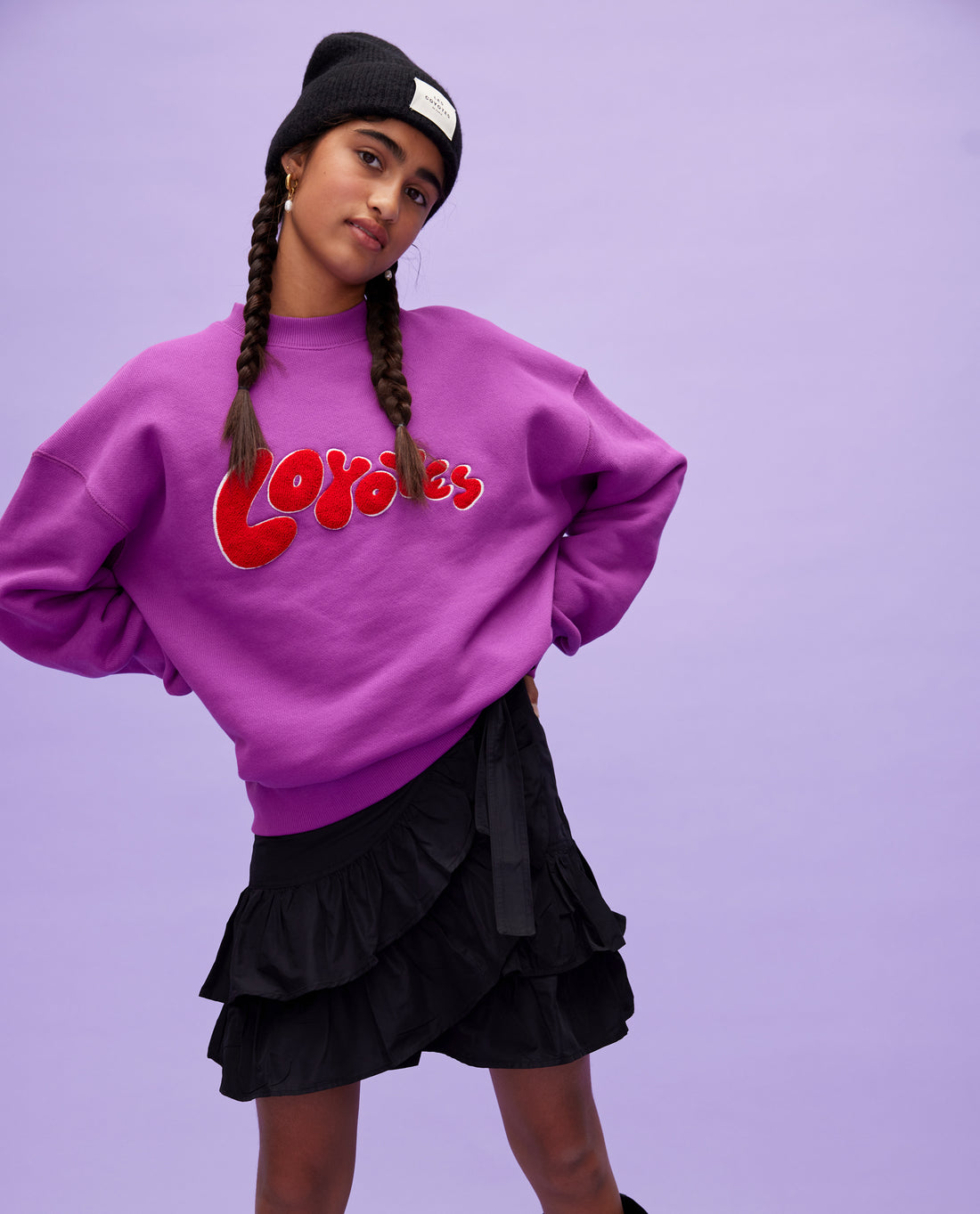Les Coyotes de Paris Purple Lily Oversized Sweater With Graphic Logo