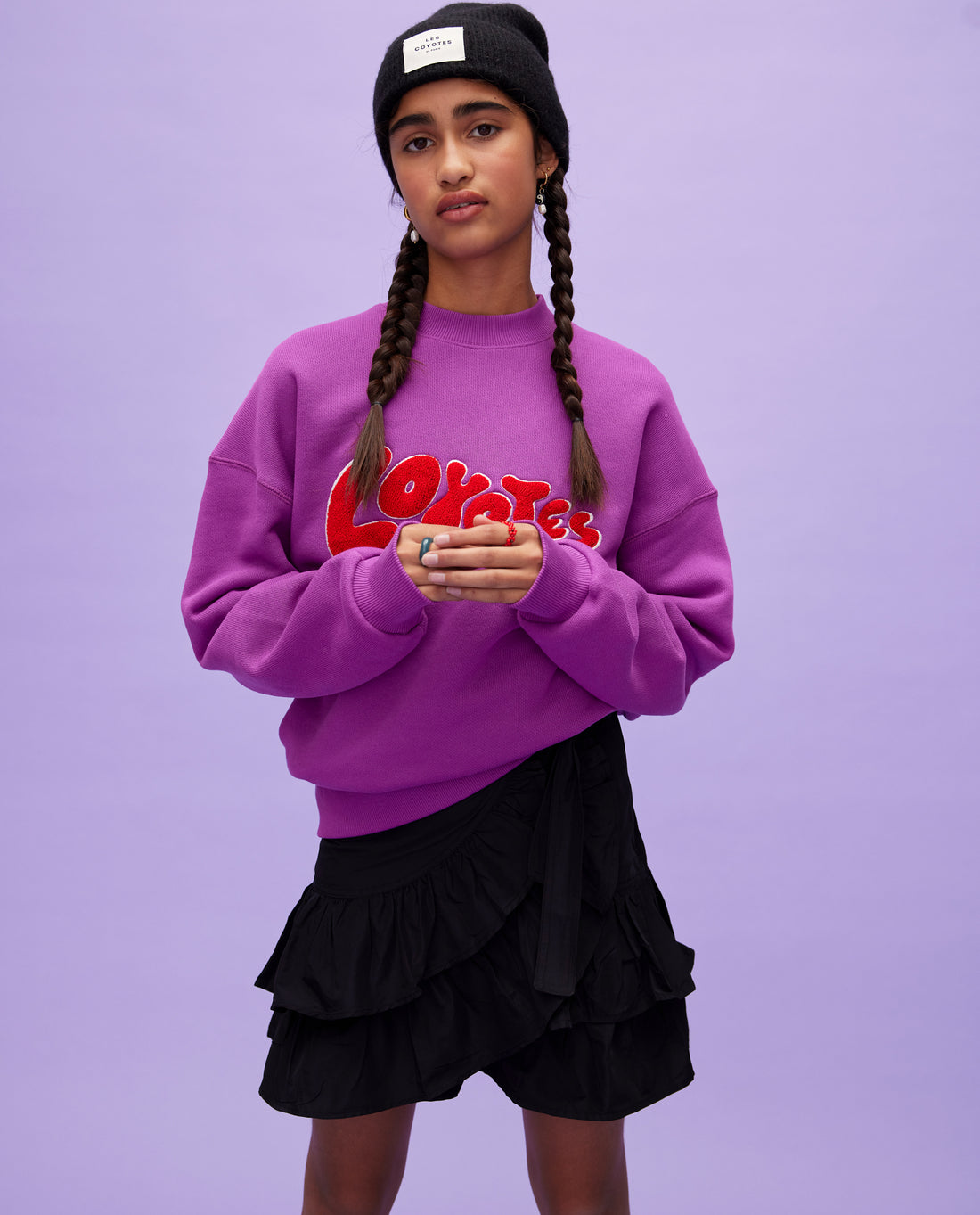 Les Coyotes de Paris Purple Lily Oversized Sweater With Graphic Logo