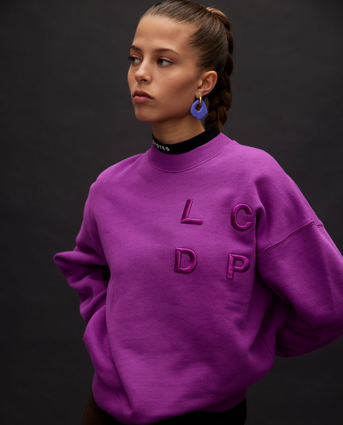 Les Coyotes de Paris Purple Lori Crewneck Oversized Sweatshirt With Logo