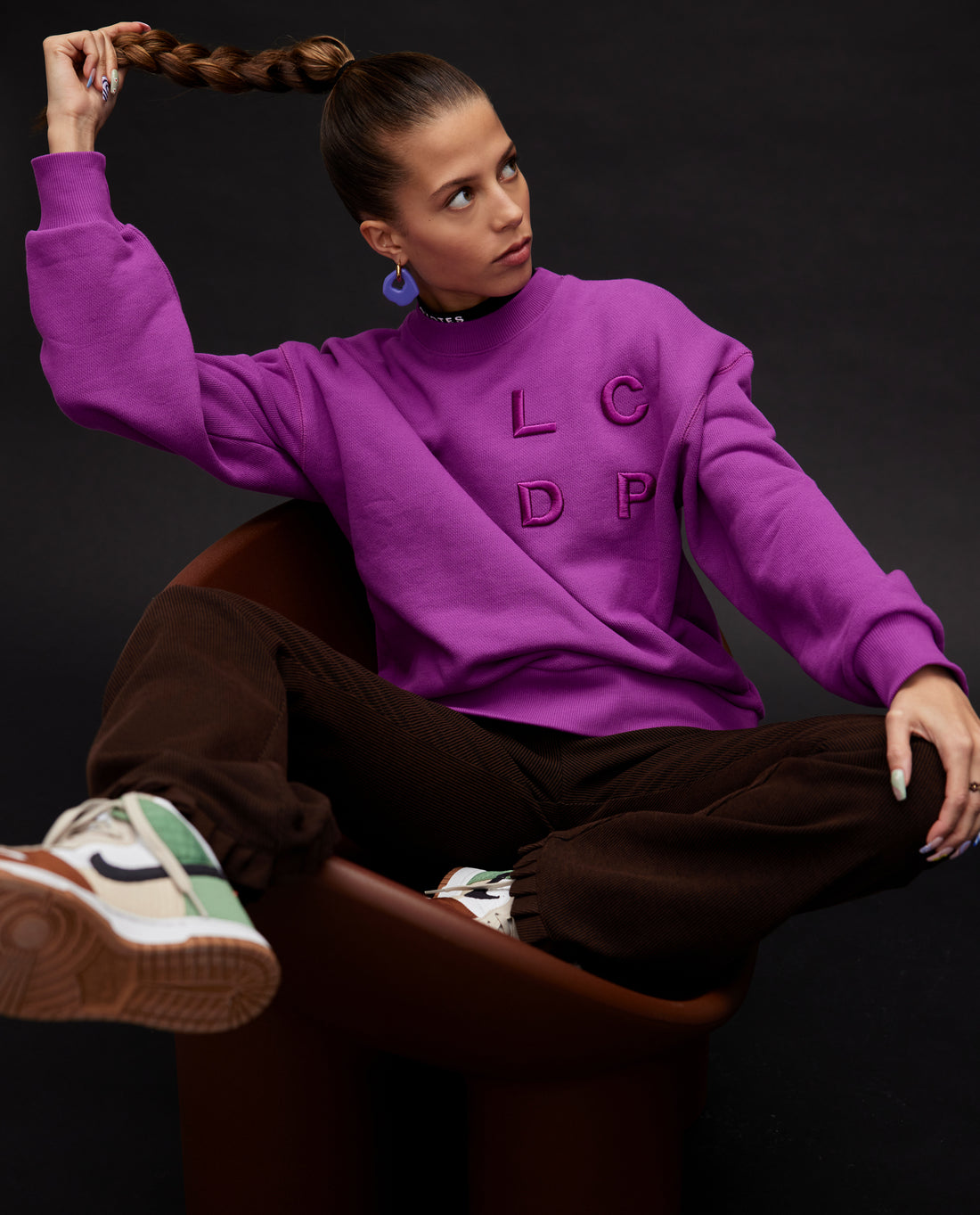 Les Coyotes de Paris Purple Lori Crewneck Oversized Sweatshirt With Logo
