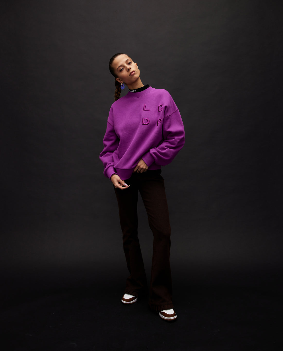 Les Coyotes de Paris Purple Lori Crewneck Oversized Sweatshirt With Logo
