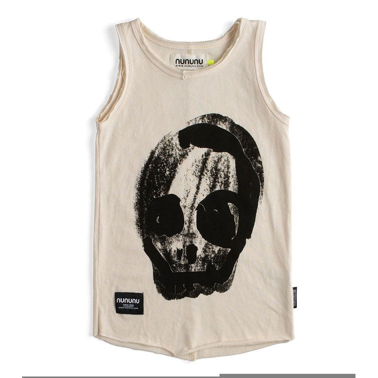 NUNUNU Natural Faded Skull Tank Top