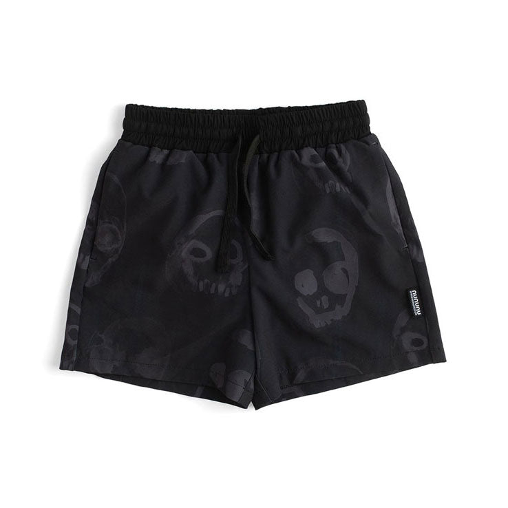 NUNUNU Black Faded Skulls Swim Trunks