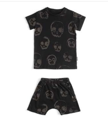 NUNUNU Black Faded Skulls Lounge Set