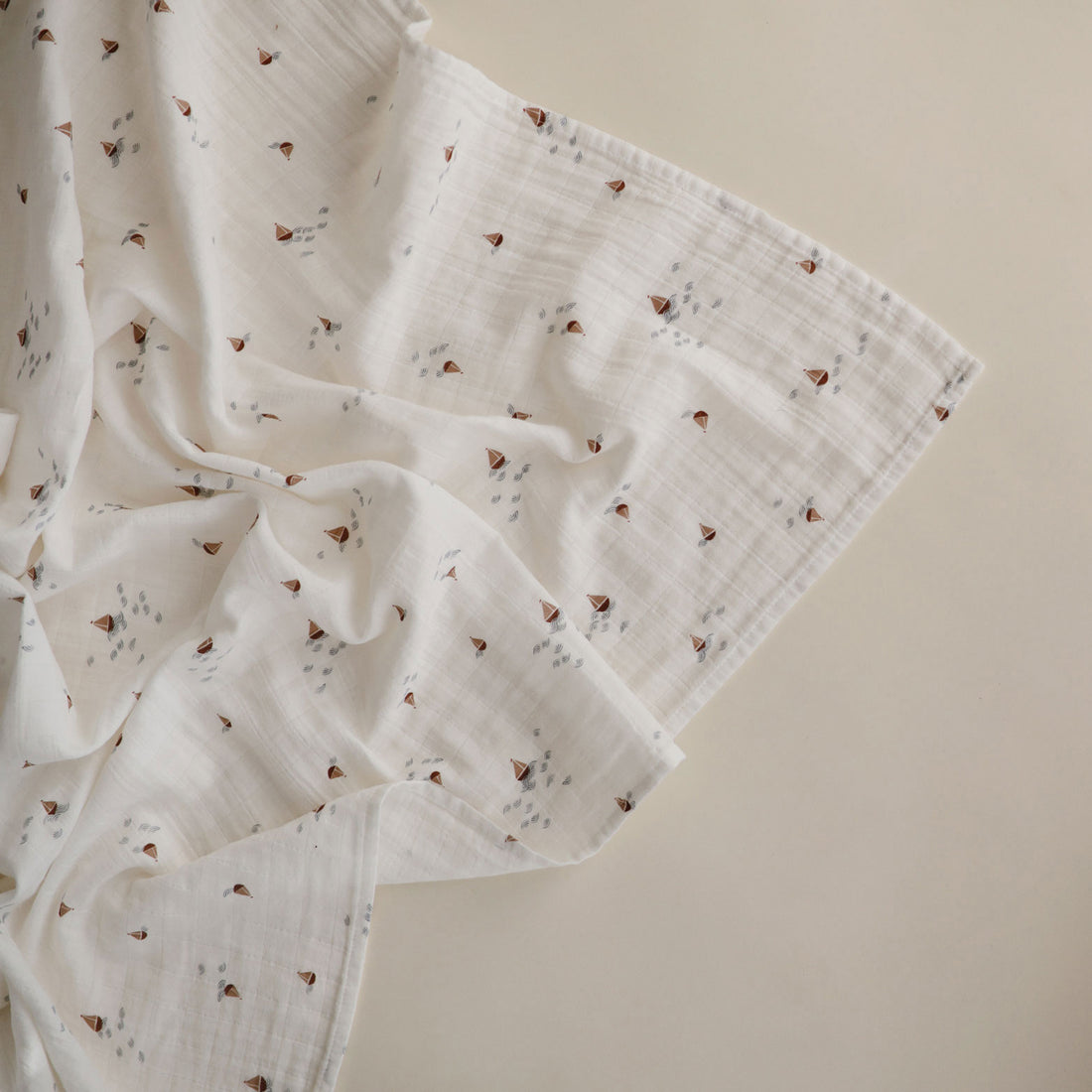 Mushie Muslin Swaddle Blanket Organic Cotton - Boats