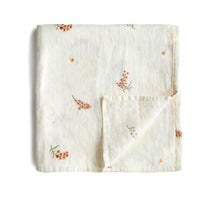 Mushie Muslin Swaddle Blanket Organic Cotton - Flowers