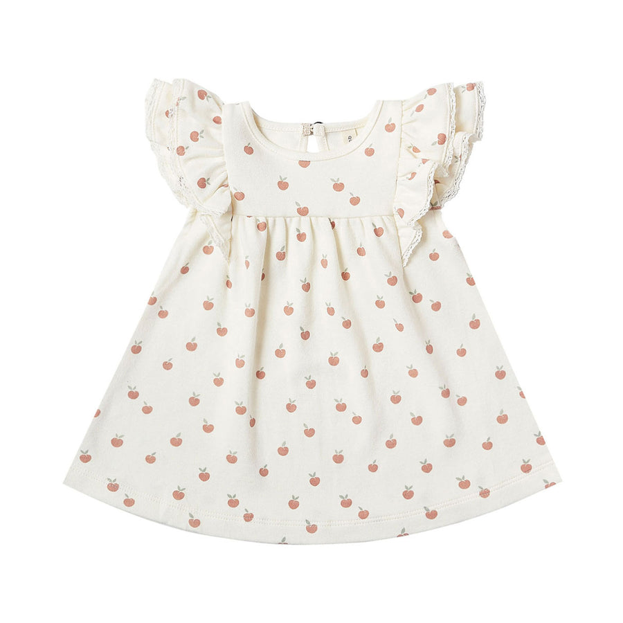 Quincy Mae Ivory/Peach Flutter Dress