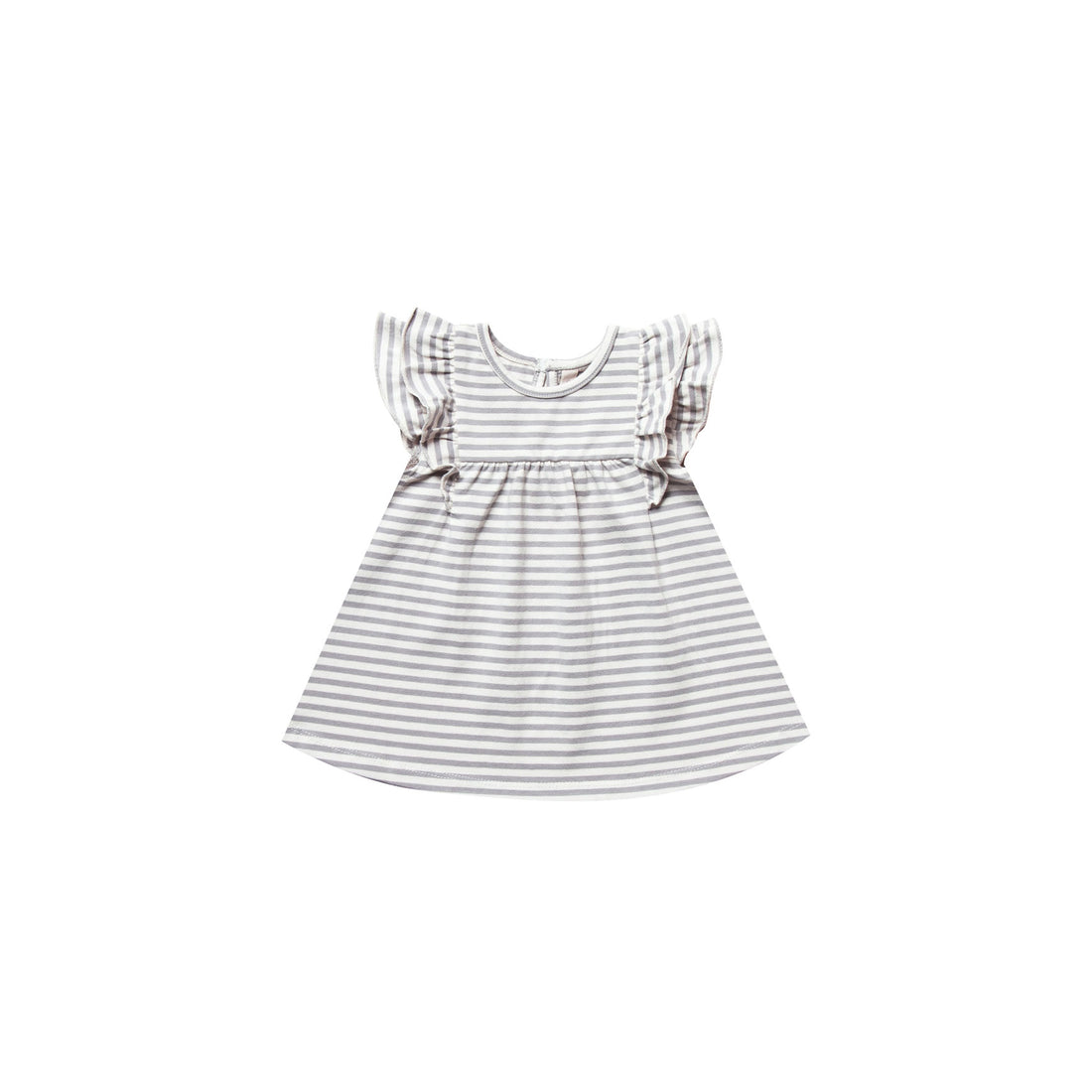 Quincy Mae Grey Stripe Organic Brushed Jersey Flutter Dress