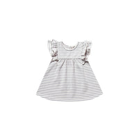 Quincy Mae Grey Stripe Organic Brushed Jersey Flutter Dress