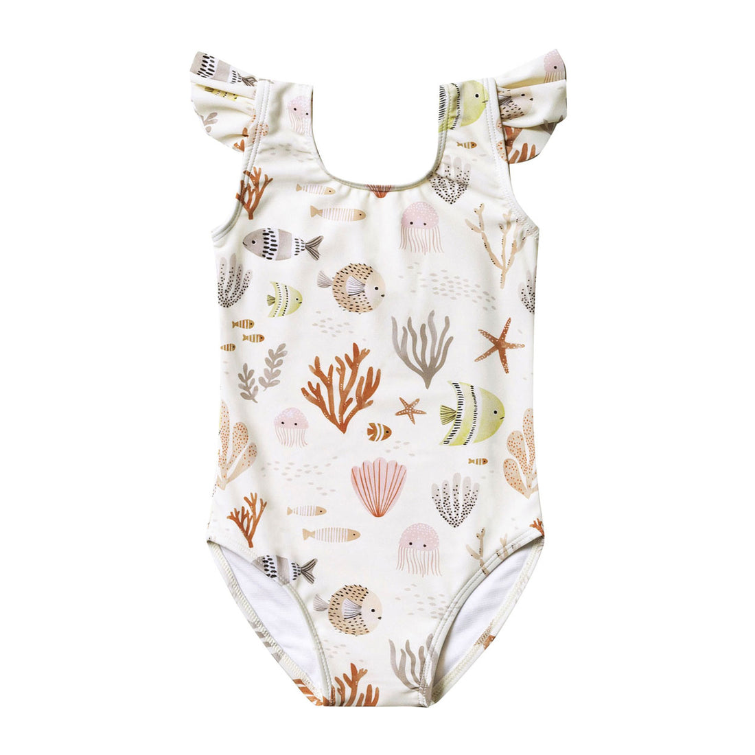 Rylee and Cru Ivory Sea Life Frill Onepiece