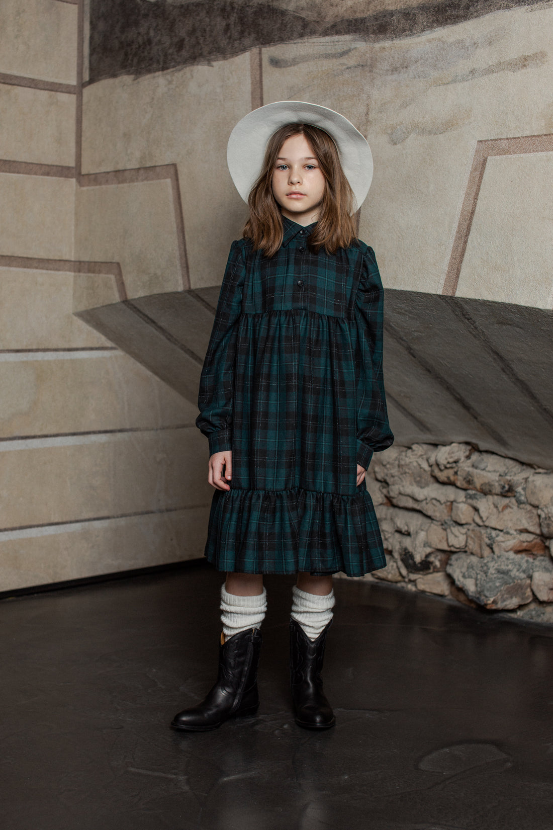 Unlabel Bottle Green Square Cosmos  Dress