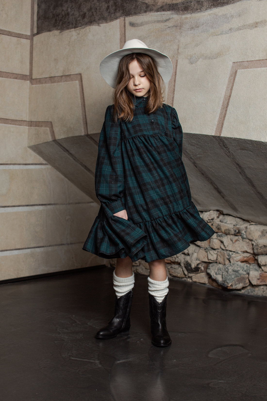 Unlabel Bottle Green Square Cosmos  Dress