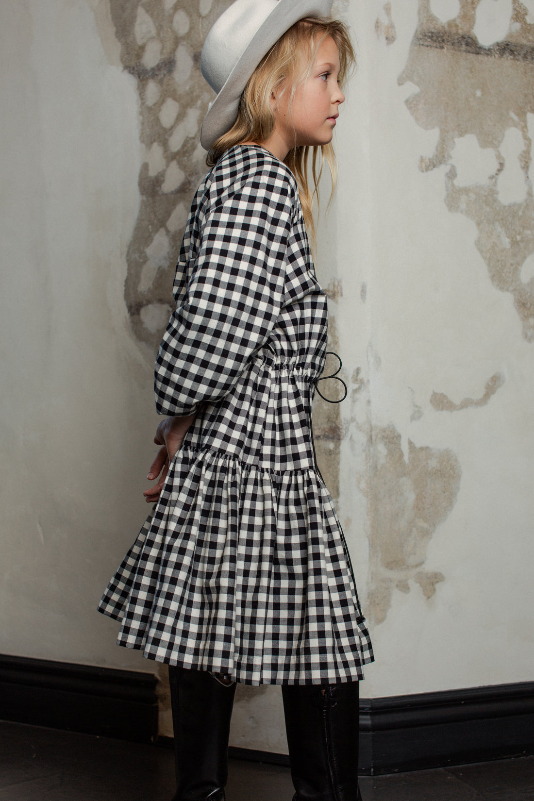 Unlabel Black/Milk Check Cloud Dress