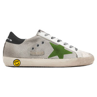 Golden Goose Silver Mesh - Lime Suede Superstar Sneakers