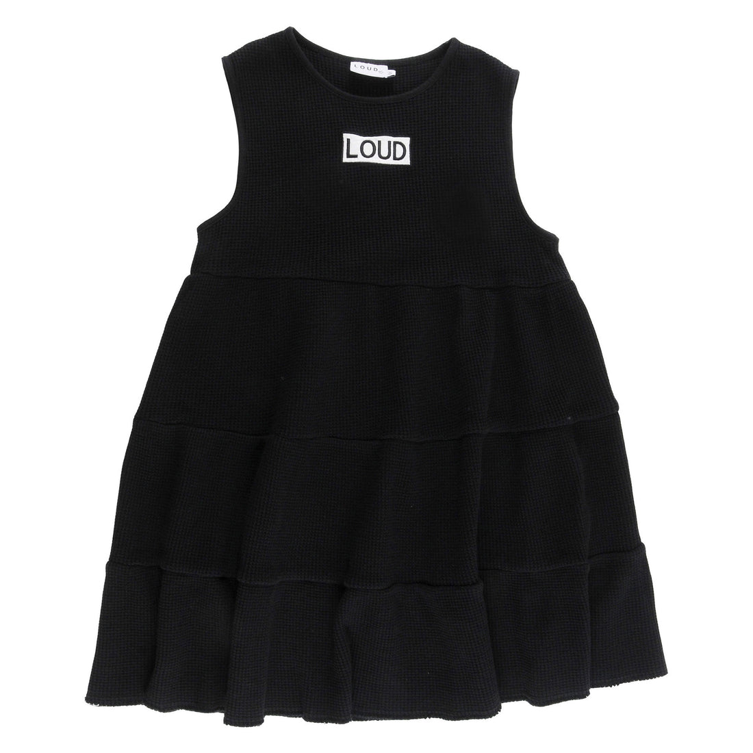 Loud Black Texture Tiered Logo Dress