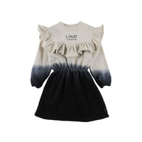 Loud Cream Anthractie Ombre Waisted Dress