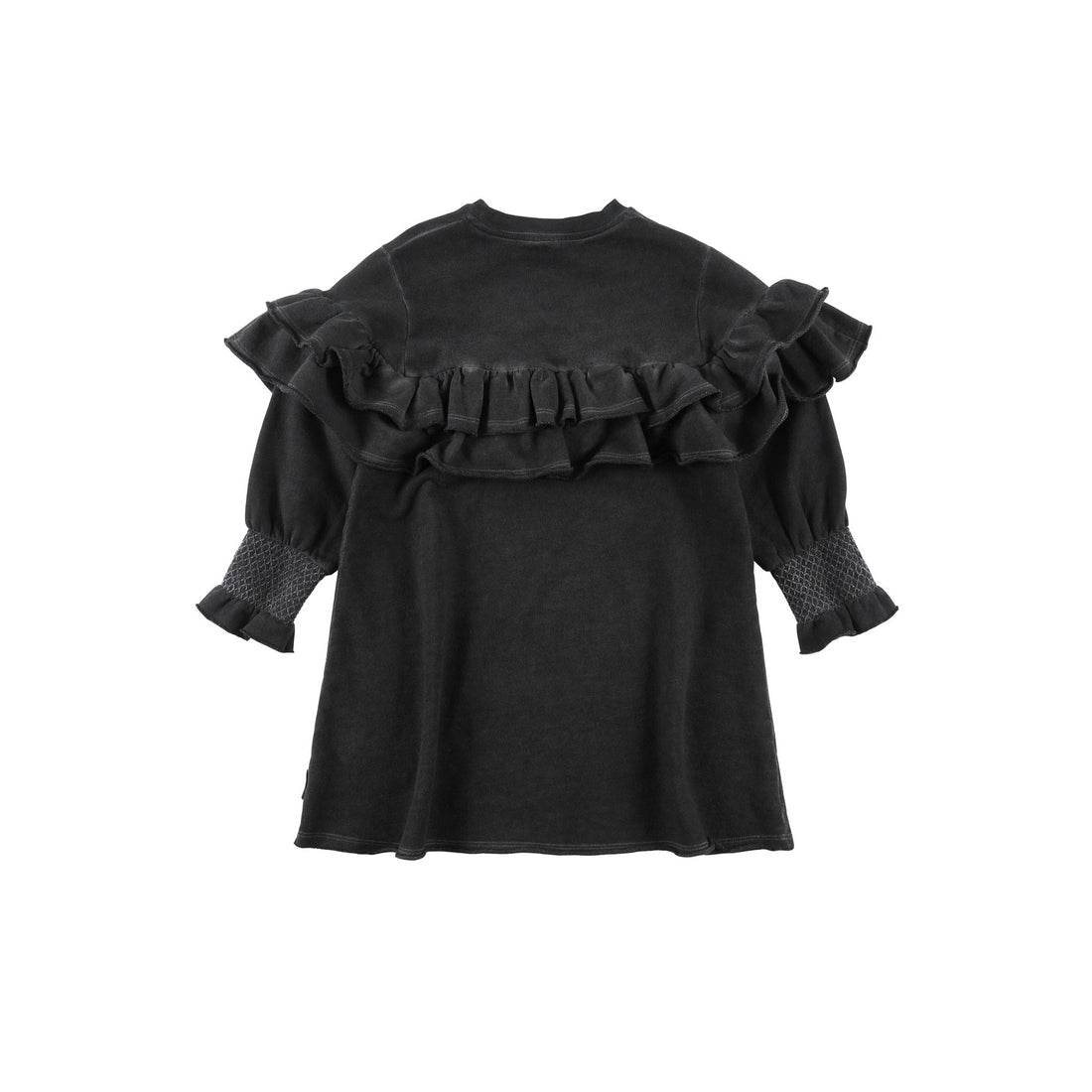 Loud Black Smocked Sleeve Ruffle Dress