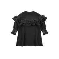 Loud Black Smocked Sleeve Ruffle Dress