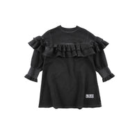 Loud Black Smocked Sleeve Ruffle Dress