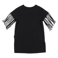 Loud Black Fringed T-Shirt Dress