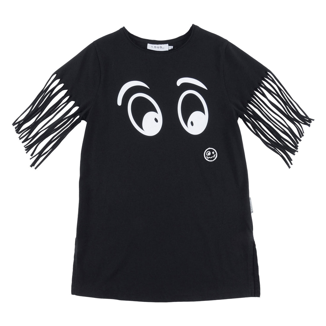 Loud Black Fringed T-Shirt Dress