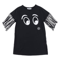Loud Black Fringed T-Shirt Dress