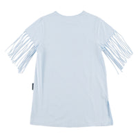 Loud Delicate Blue Fringed T-Shirt Dress