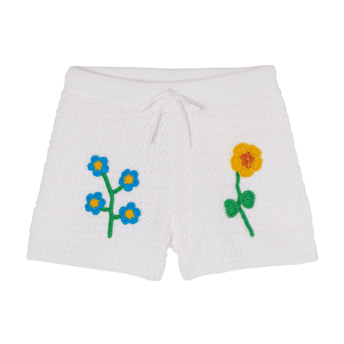 Stella McCartney White Flower Embroidered Crochet Shorts