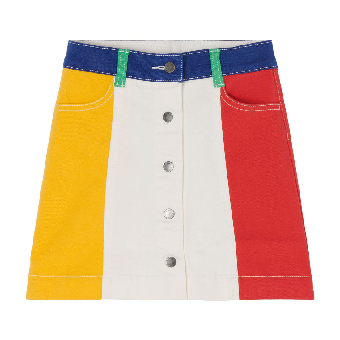 Stella McCartney Denim Colorful Colorblock Skirt