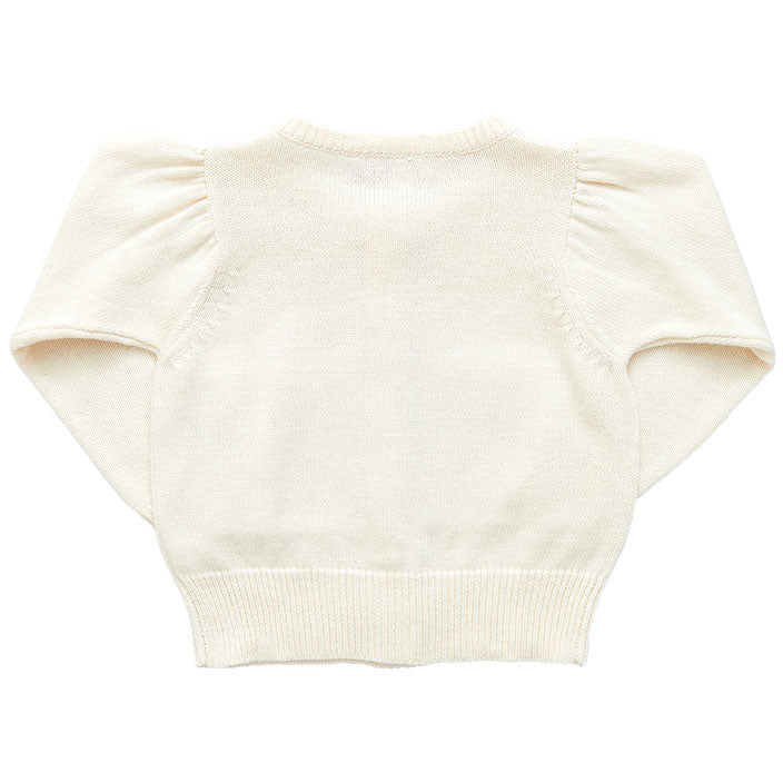 Pink Chicken Heart Pocket Sweater -Cream