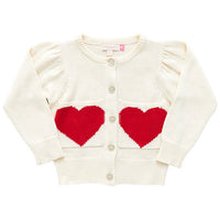 Pink Chicken Heart Pocket Sweater -Cream