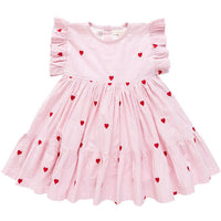 Pink Chicken Kit Dress - Heart Embroidery