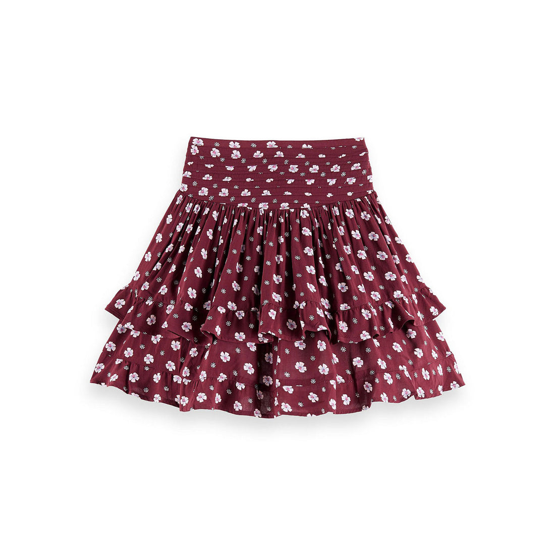 Scotch Shrunk Burgundy Printed Layered Skirt