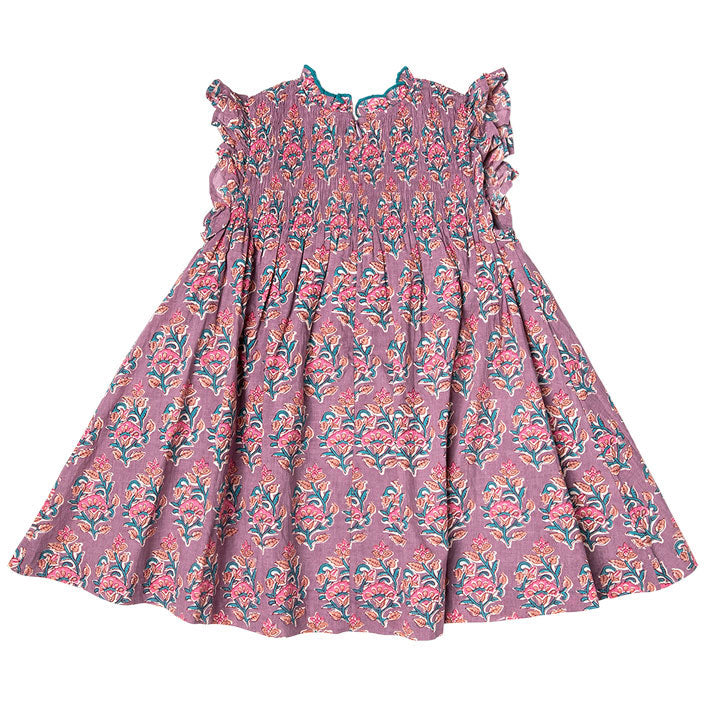 Pink Chicken Stevie Dress - Lavender Posey Block Print