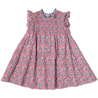 Pink Chicken Stevie Dress - Lavender Posey Block Print