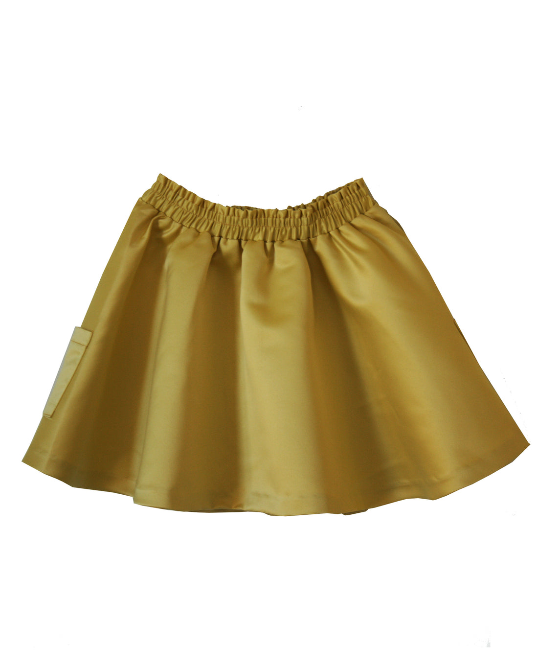 Bandy Button Yellow Satin Flair Skirt