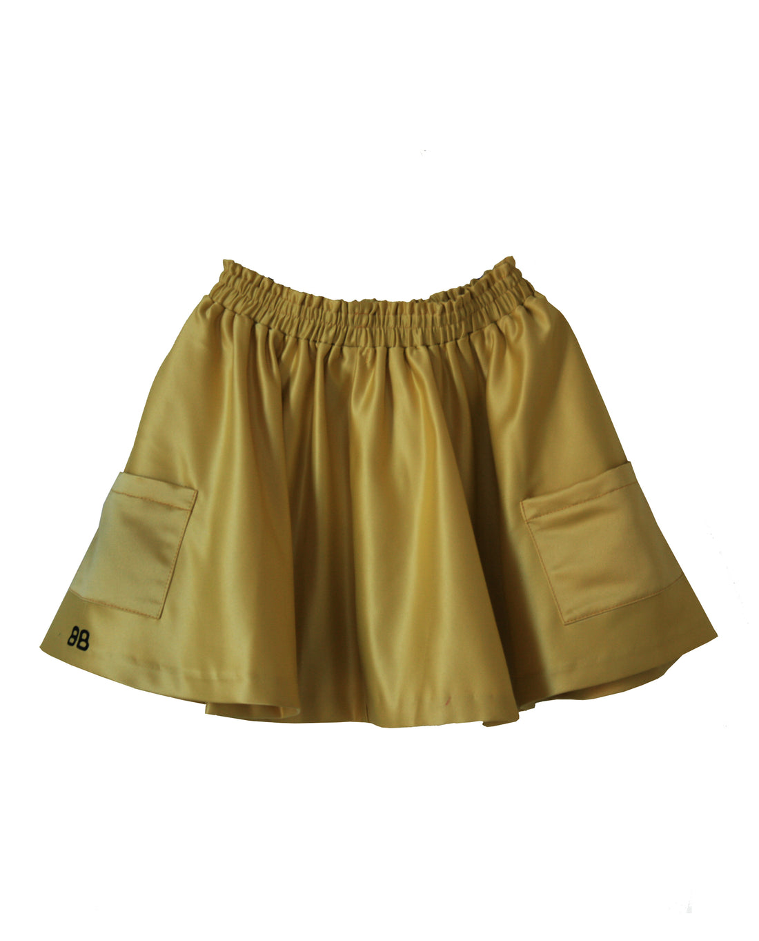 Bandy Button Yellow Satin Flair Skirt