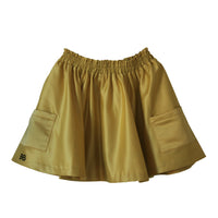 Bandy Button Yellow Satin Flair Skirt