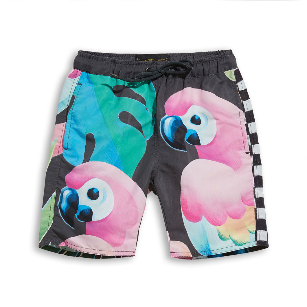 Finger in the Nose Multicolor Parrots Goodboy Surf Shorts