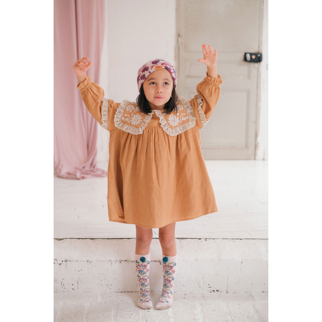 Louise Misha Cinnamon Check Arinola Dress