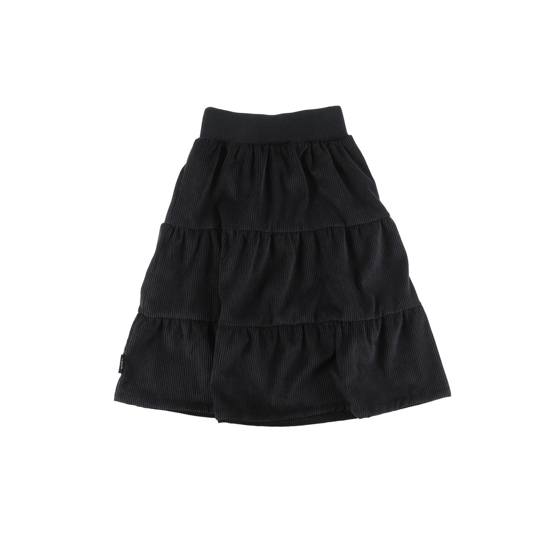 Loud Black Corduroy Tiered Midi Skirt