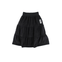 Loud Black Corduroy Tiered Midi Skirt