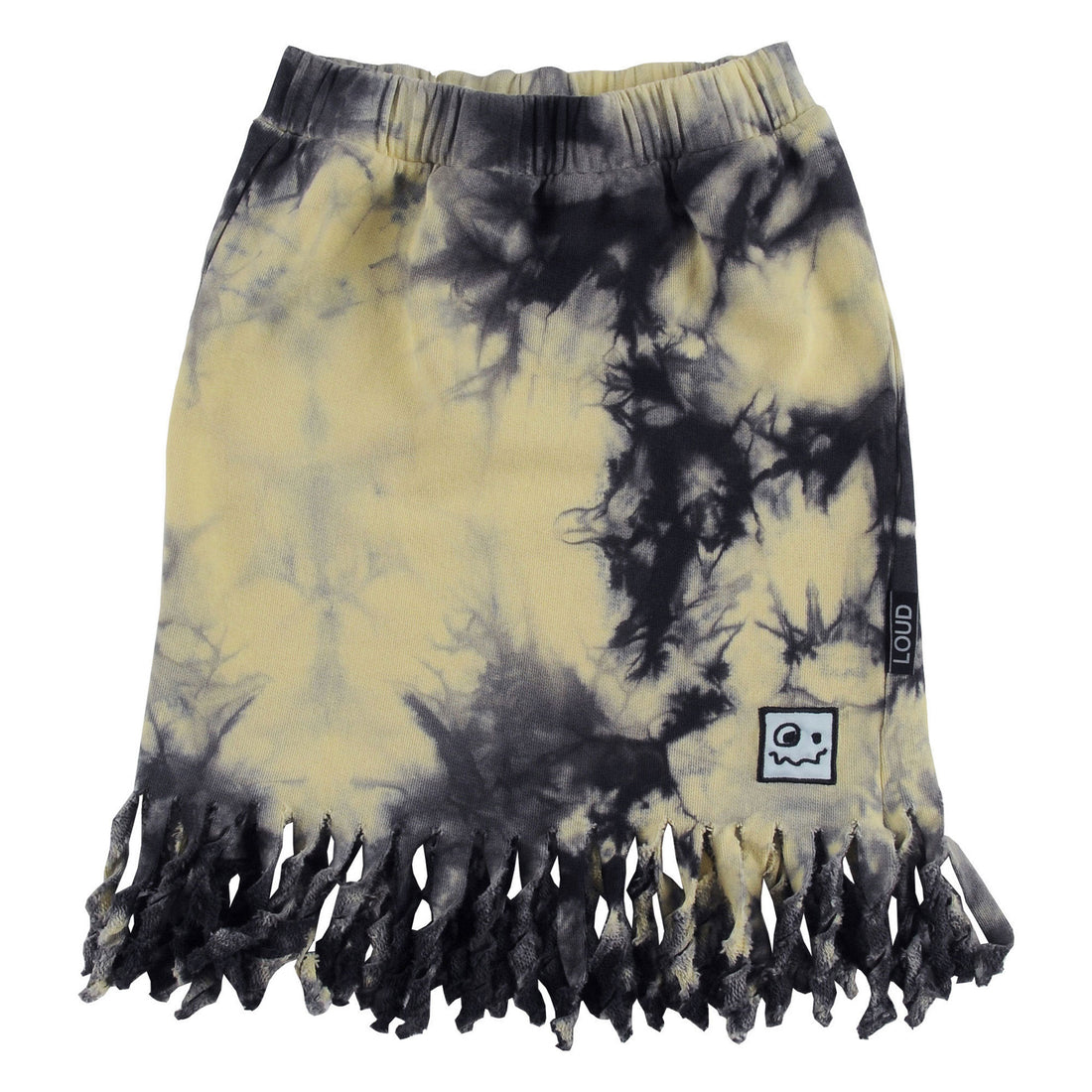 Loud Yellow Pastel Tie Dye Fringe Skirt