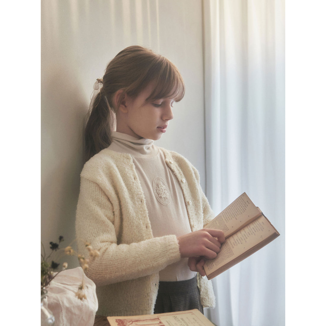 Louisiella Allium Knit Cardigan - Pale Beige