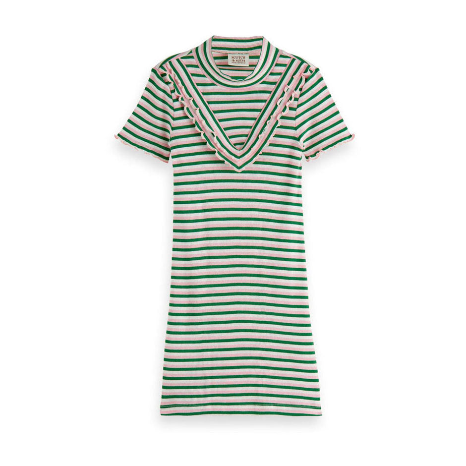 Scotch Shrunk Striped Rib Ruffled Tee Dress