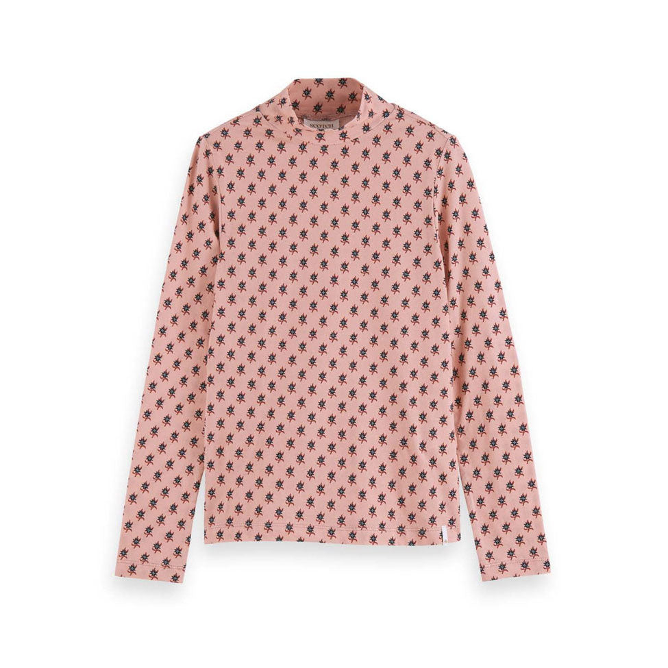 Scotch Shrunk Pink Print Mockneck Tee