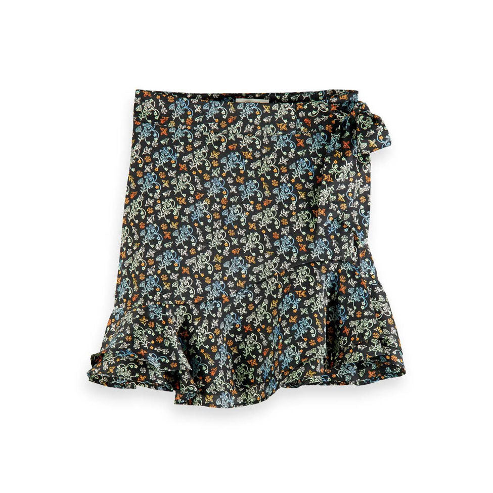 Scotch Shrunk Black Paisley Allover Wrap Skirt