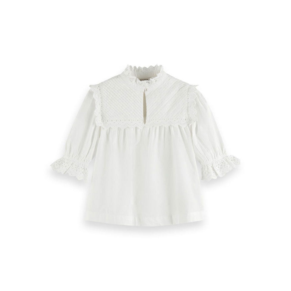 Scotch Shrunk White Embroidered Angalise Top