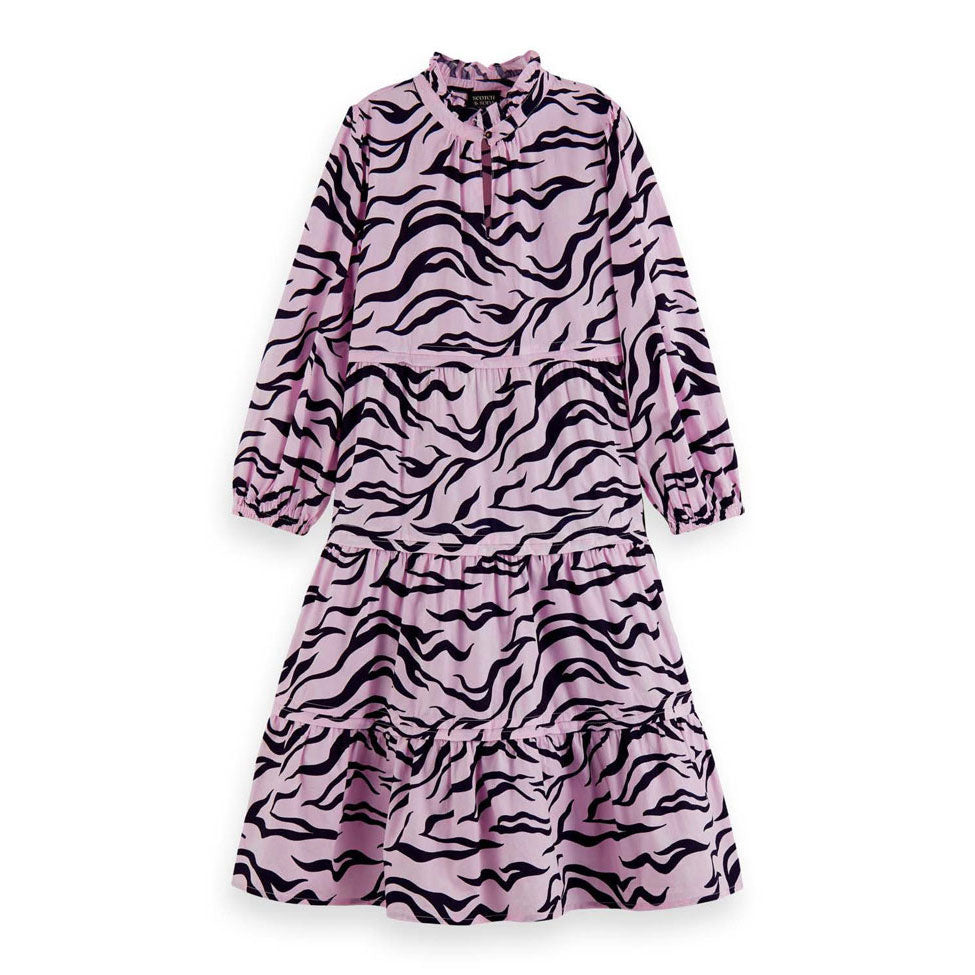 Scotch Shrunk Pink Zebra Print Voluminous Dress