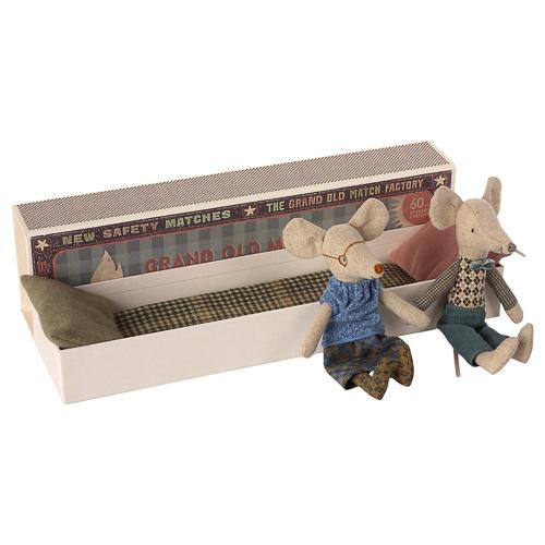 Maileg Grandma And Grandpa Mice In Matchbox